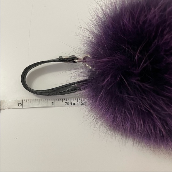 Purple fox fur pom pom purse charm - Picture 3 of 4
